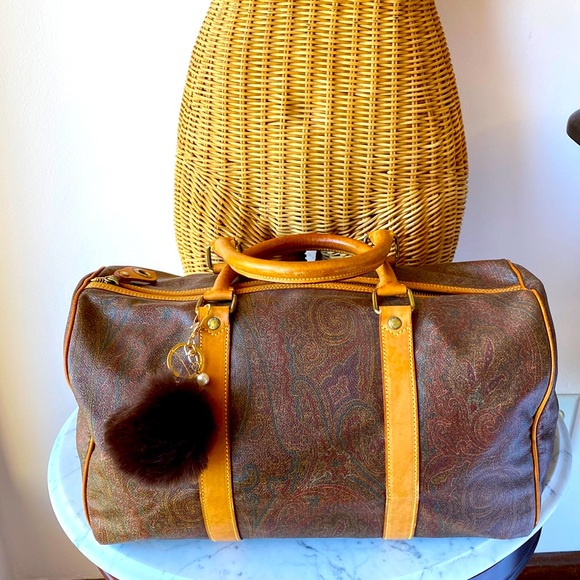 Authentic ETRO Milano Boston Bag Travel Tote Paisley Weekender - Picture 3 of 14